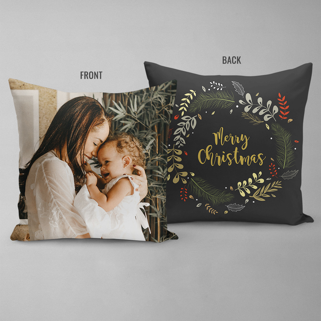 Merry Christmas Wreath Double Sided Pillow