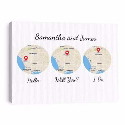 Picture of White Hello, Will You, I Do Custom Maps Canvas 16x20