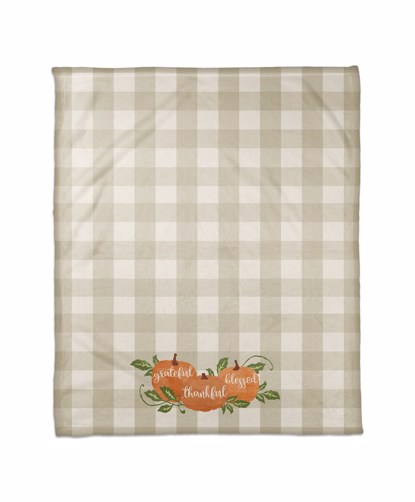 Picture of Grateful Thankful Blessed Plaid Pumpkins Blanket