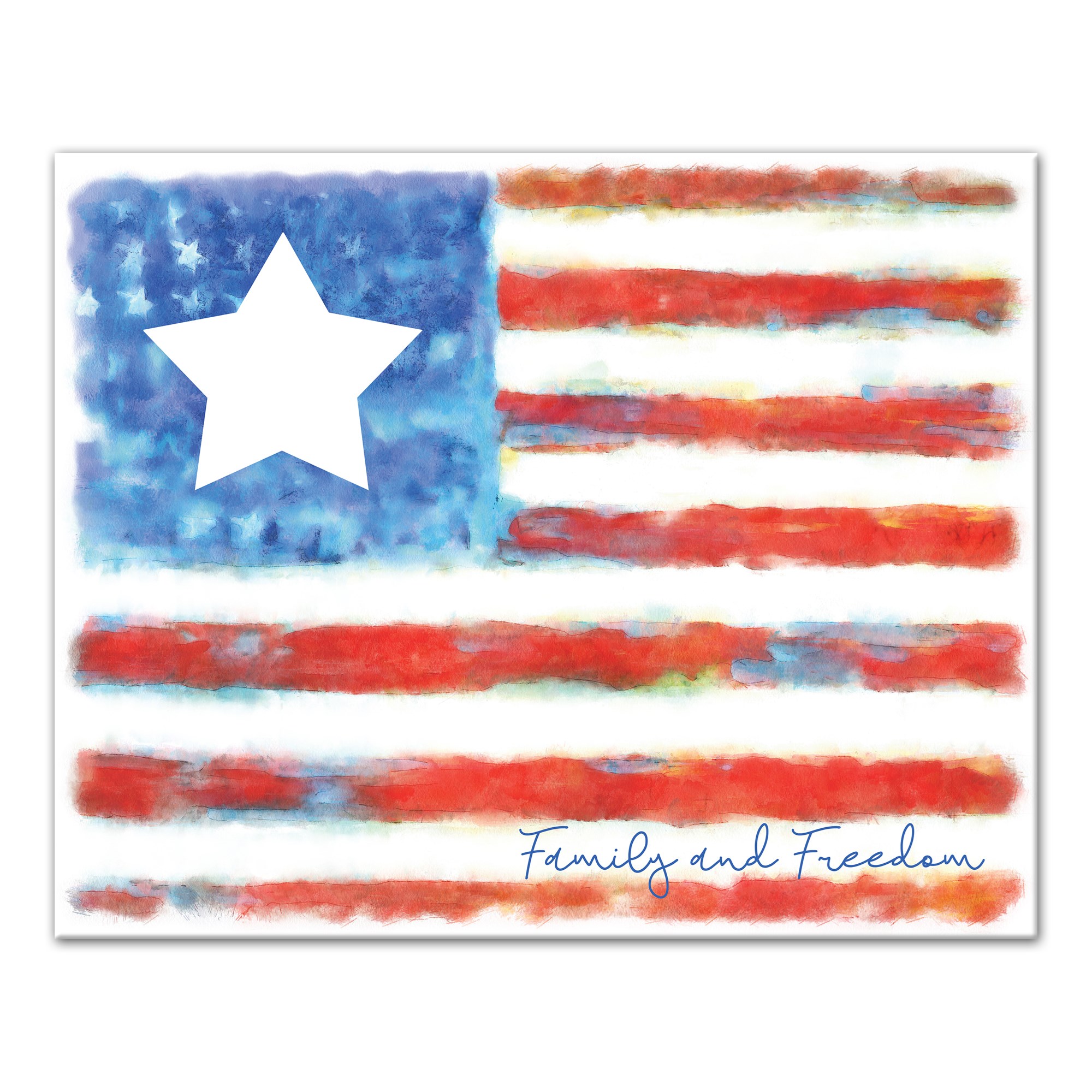 Picture of Watercolor Family Freedom Flag 16x20 Canvas Wall Art