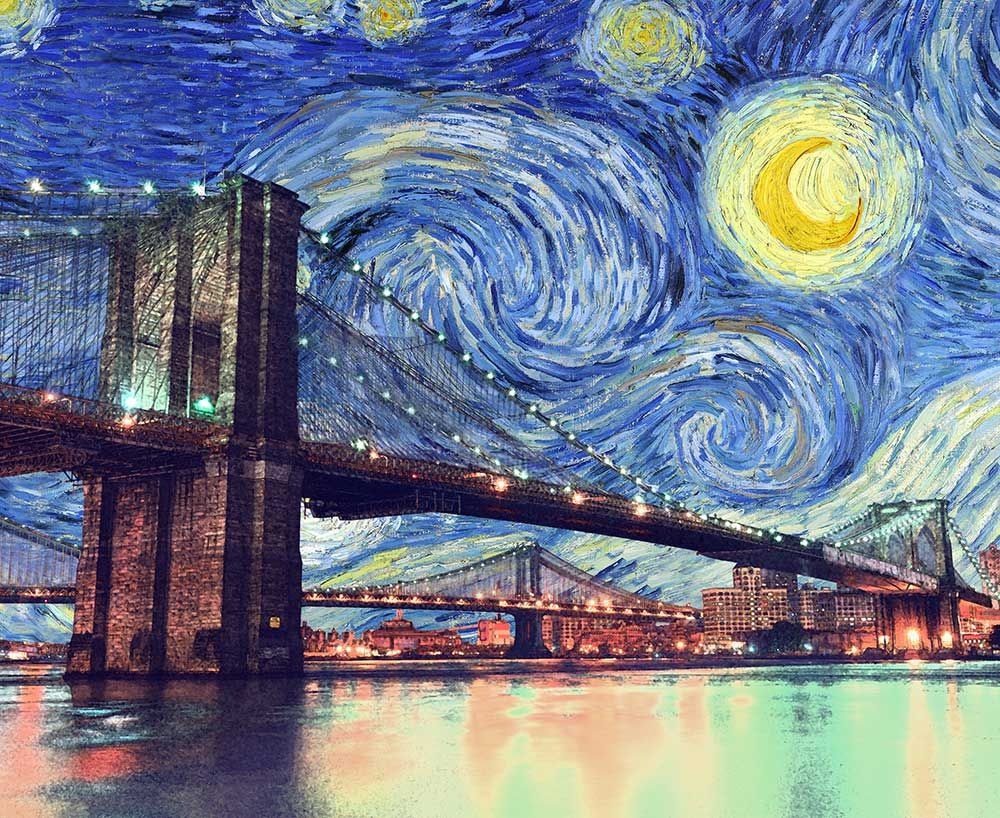 Picture of Starry Brooklyn Night Canvas