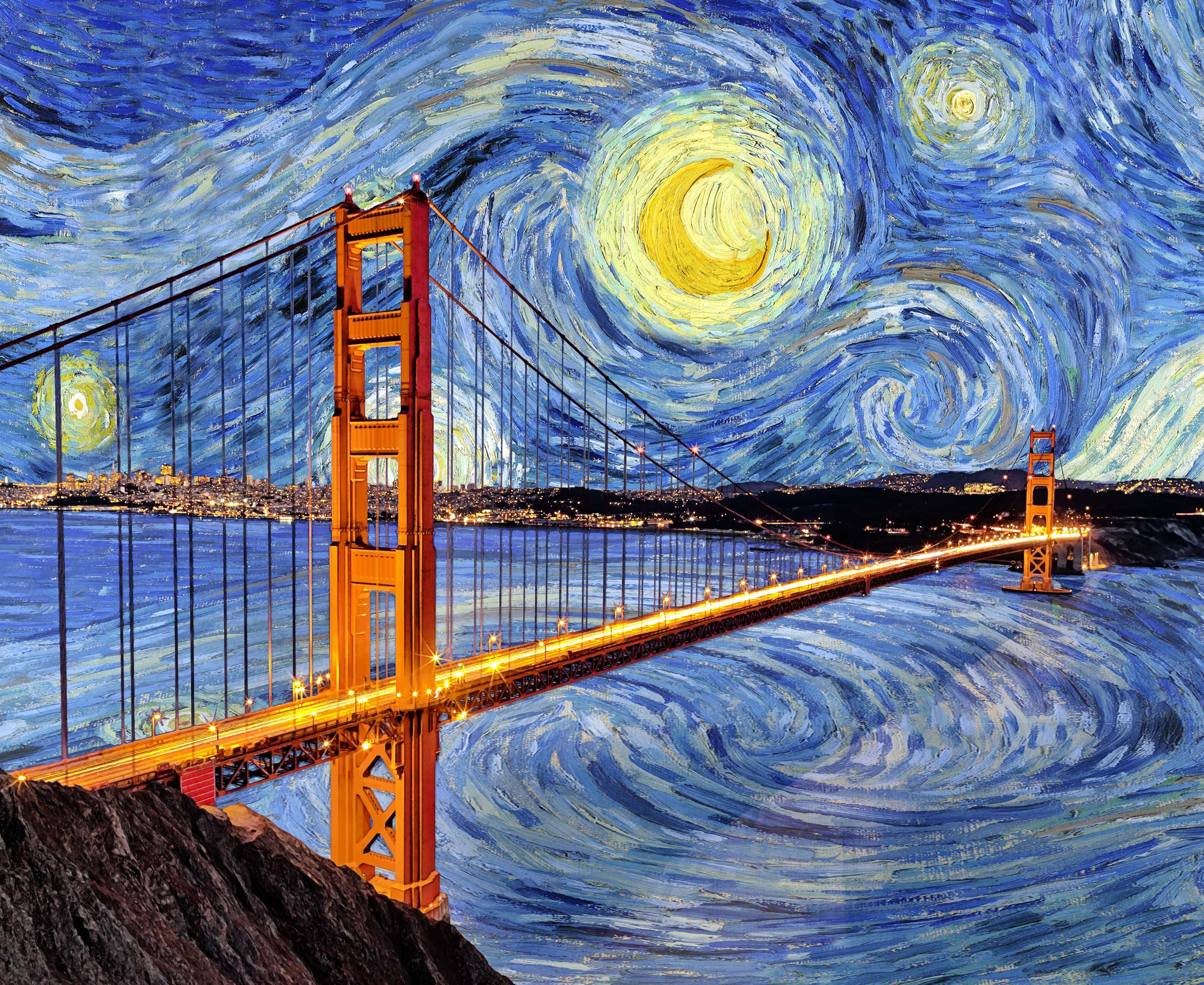 Picture of Starry Golden Night Canvas