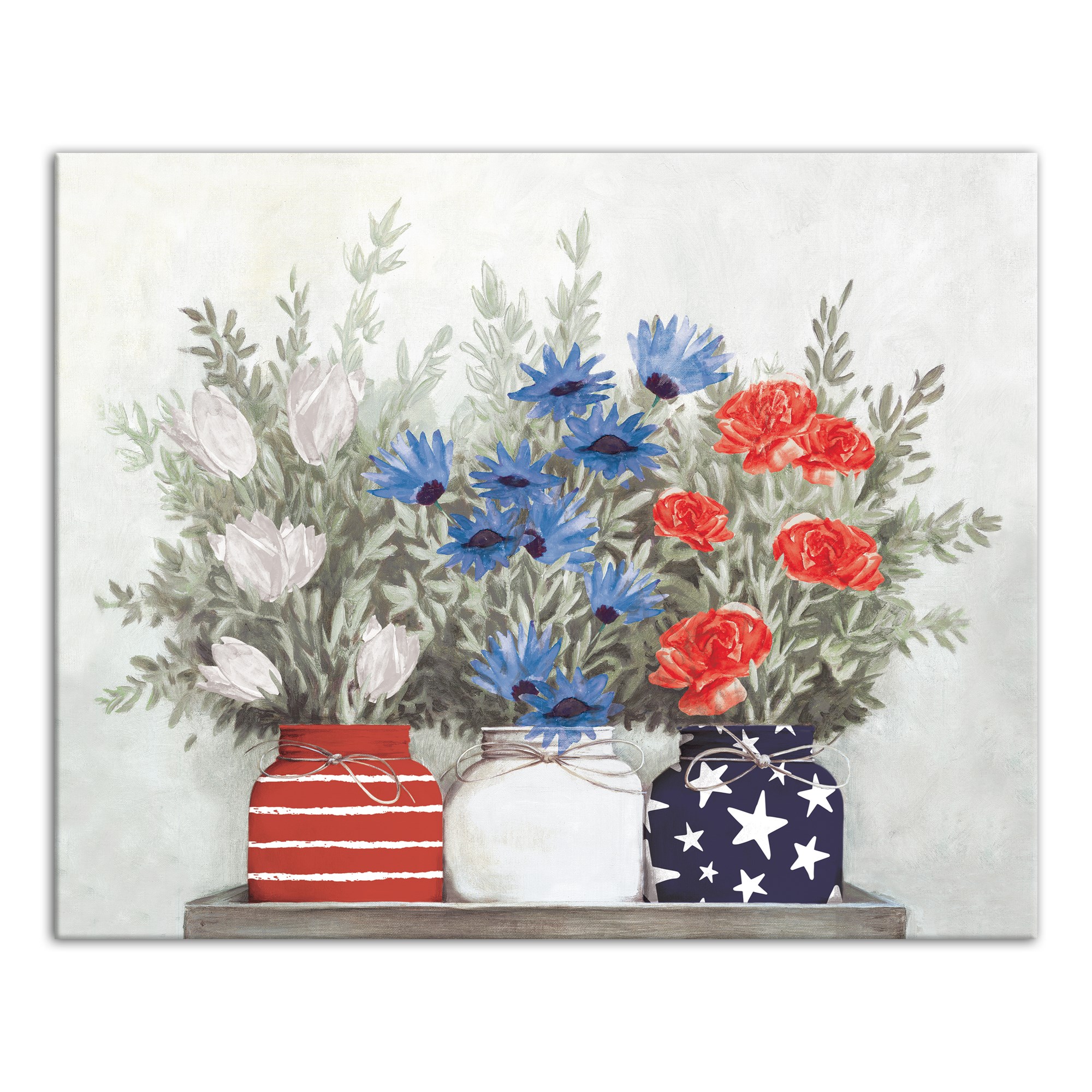 Picture of Patriotic Flowers Mason Jar 16x20 Canvas Wall Art