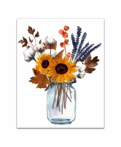 Picture of Fall Floral Cotton Mason Jar 16x20 Canvas Wall Art