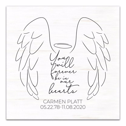 Picture of Forever Be In Our Hearts Angel Wings 12x12 Personalized Canvas Wall Art