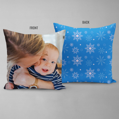 Snowflakes on Blue Double Sided Pillow