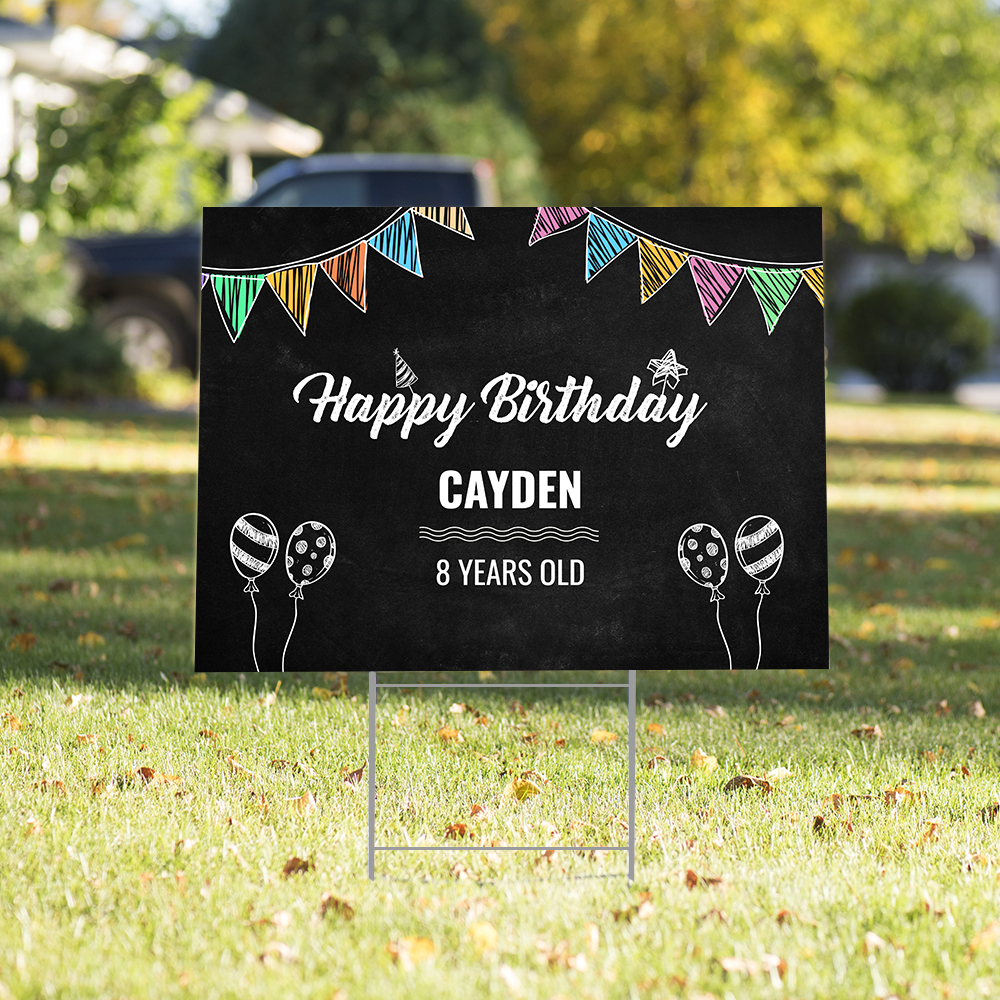 Picture of Happy Birthday Yard Sign - Black