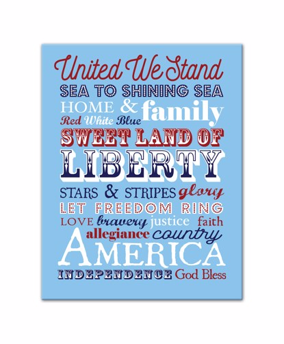 Picture of Patriotic Words 11x14 Canvas Wall Art