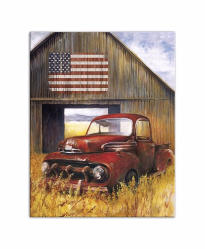 Picture of Rusty America Truck Barn 11x14 Canvas Wall Art