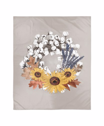 Picture of Cotton Harvest Wreath Blanket