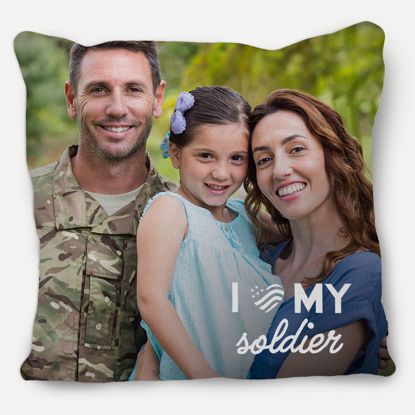 Picture of I Heart My Soldier Pillow with Custom Image