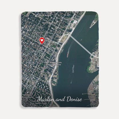 Picture of Custom Satellite Map Blanket with Text Personalization