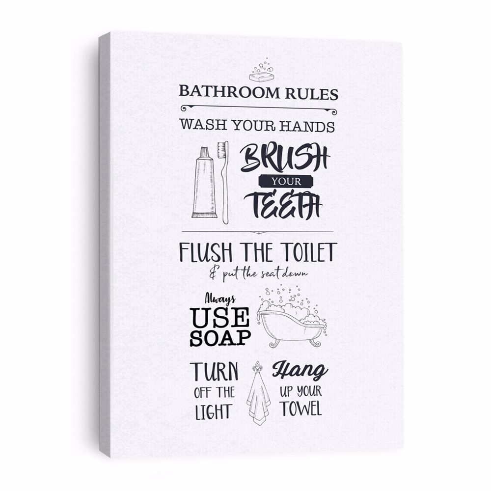 Picture of Bathroom Rules Canvas - 11x14