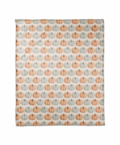Picture of Gray and Orange Pumpkin Pattern Blanket